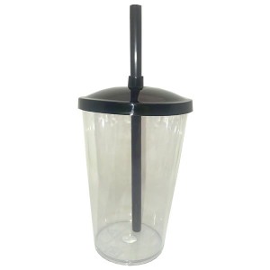 COPO C/TAMPA E CANUDO 500 ML PRETO